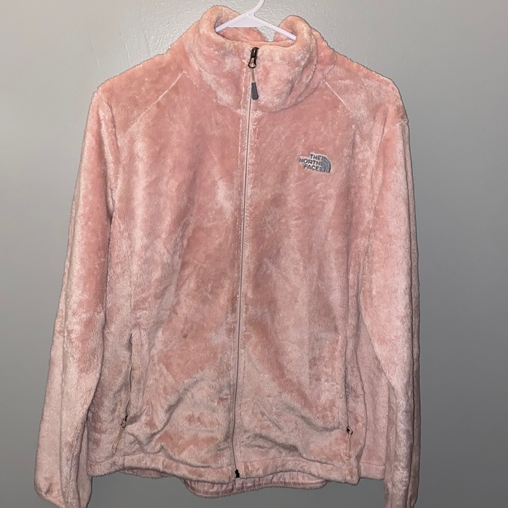 Light pink fuzzy Northface zip up